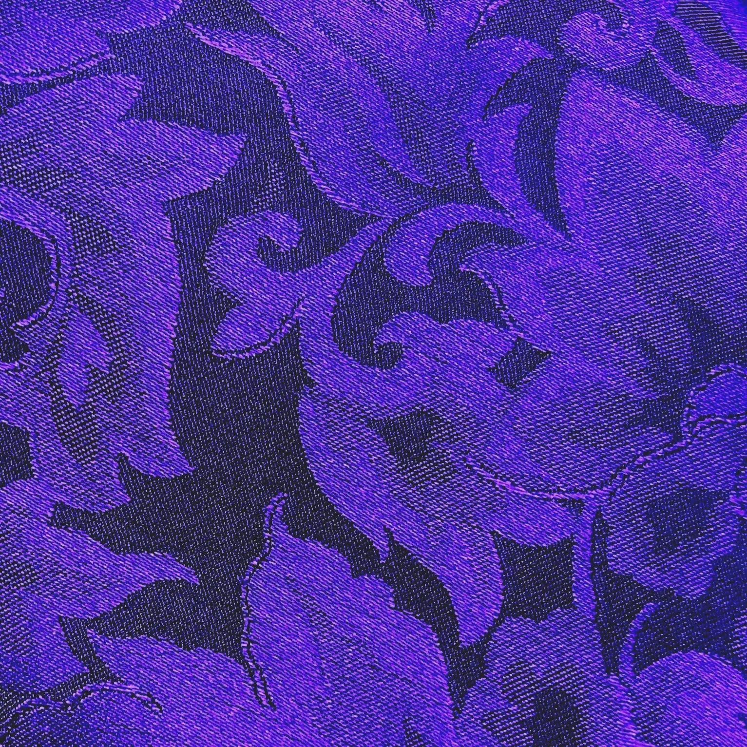 SALE Purple Silk Chiaroscuro Jacquard, Hyacinth/Black, By the Yard. #613