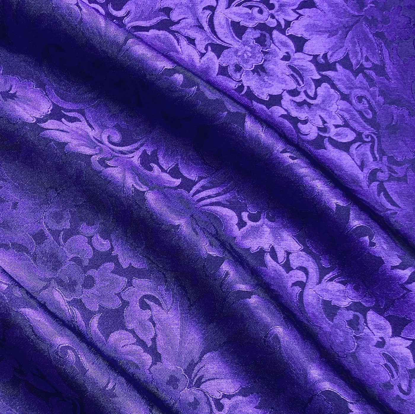 SALE Purple Silk Chiaroscuro Jacquard, Hyacinth/Black, By the Yard. #613