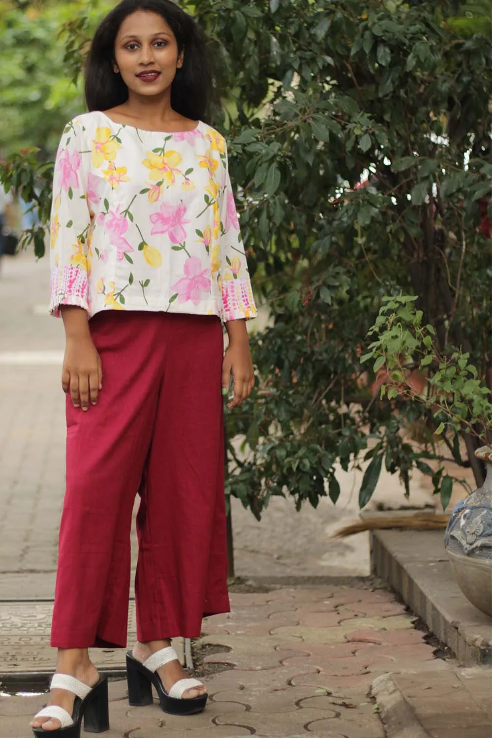 Saumya | Wide Leg Pants | Red