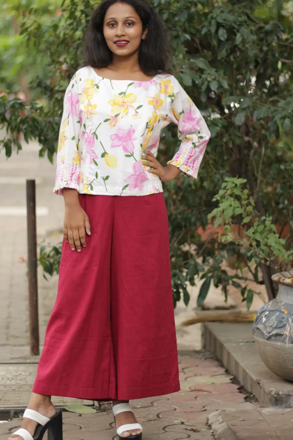 Saumya | Wide Leg Pants | Red