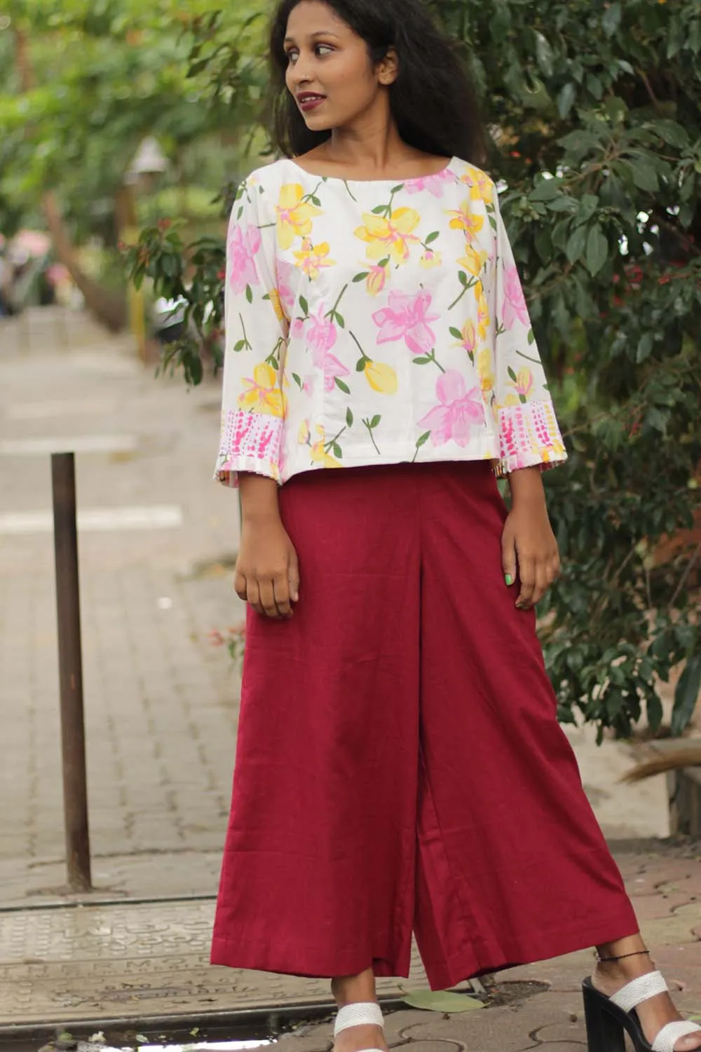 Saumya | Wide Leg Pants | Red