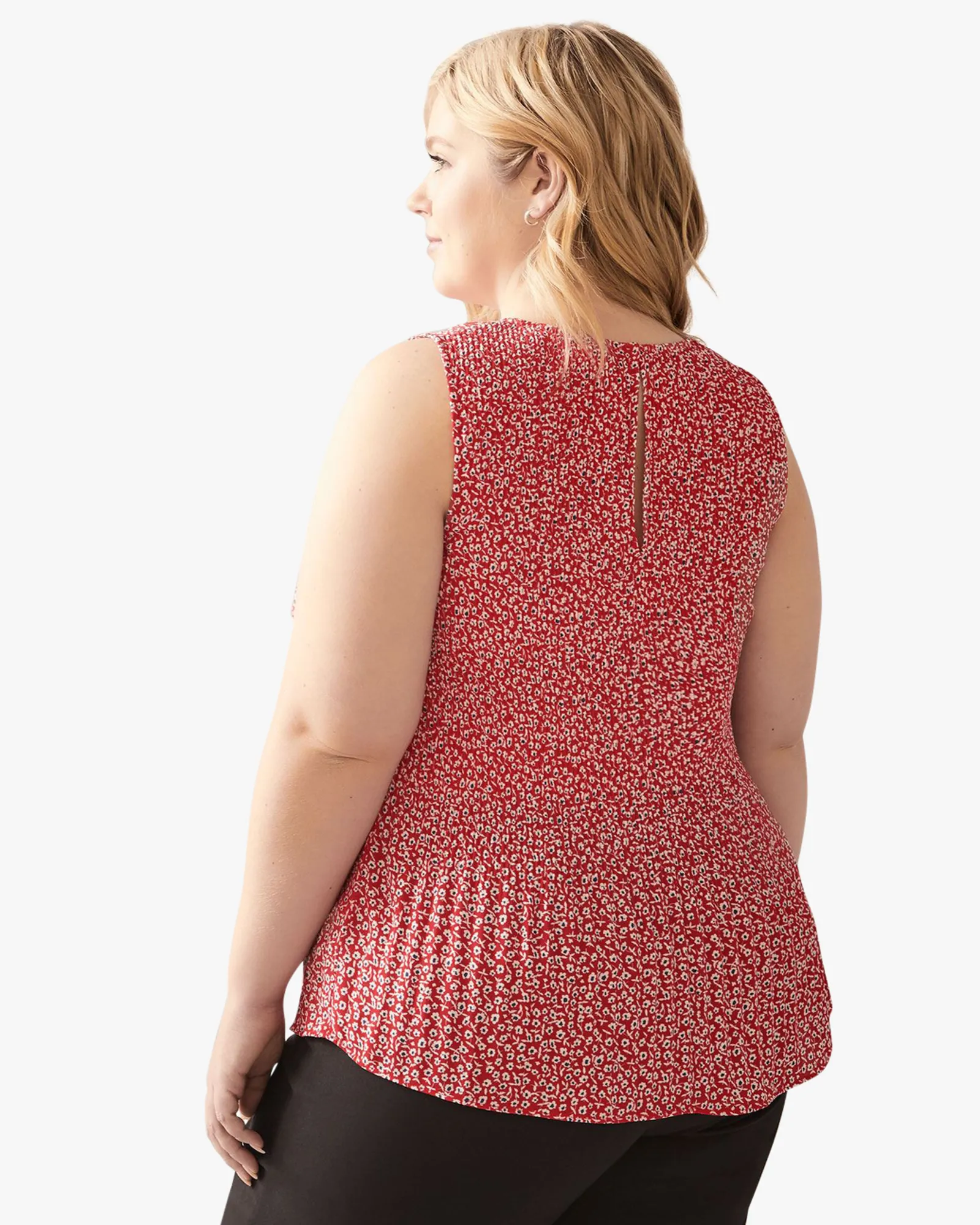 Serena Pleated Sleeveless Top | Red