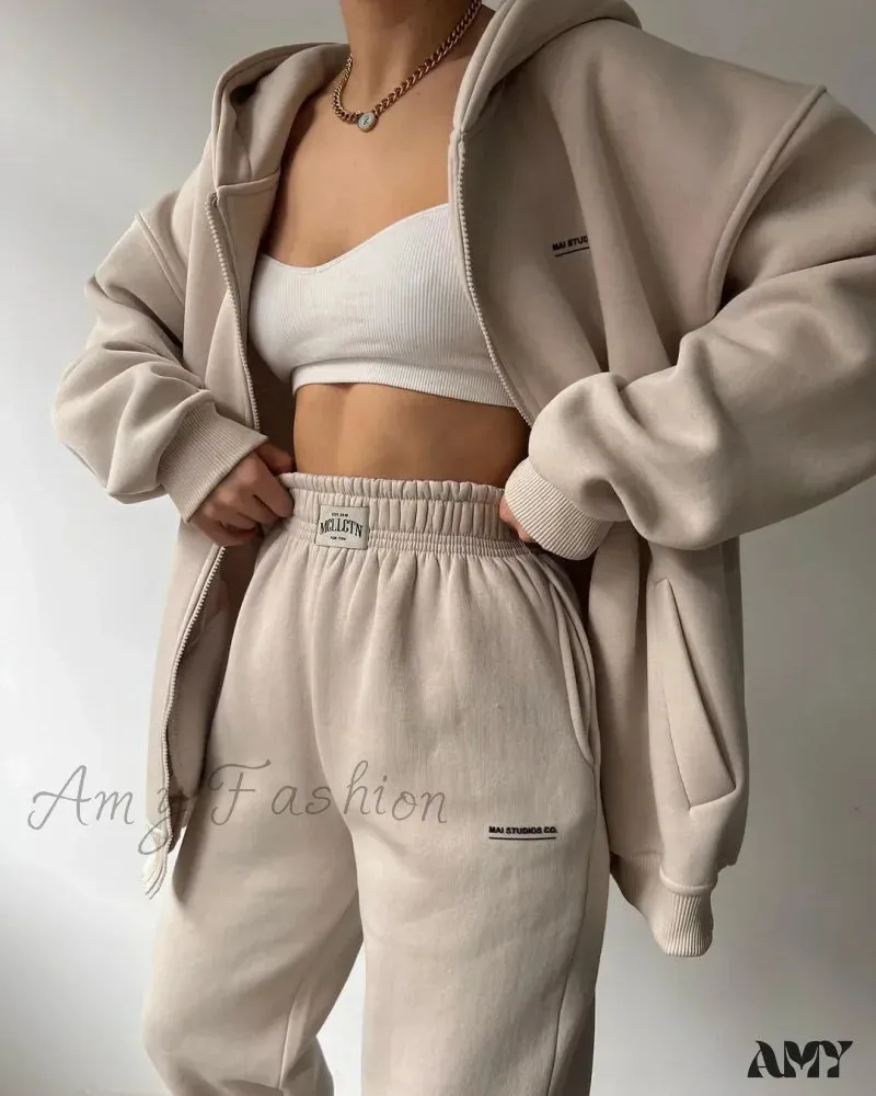 Solid Color Autumn Sportswear Hooded Oversized Pullover Hoodie