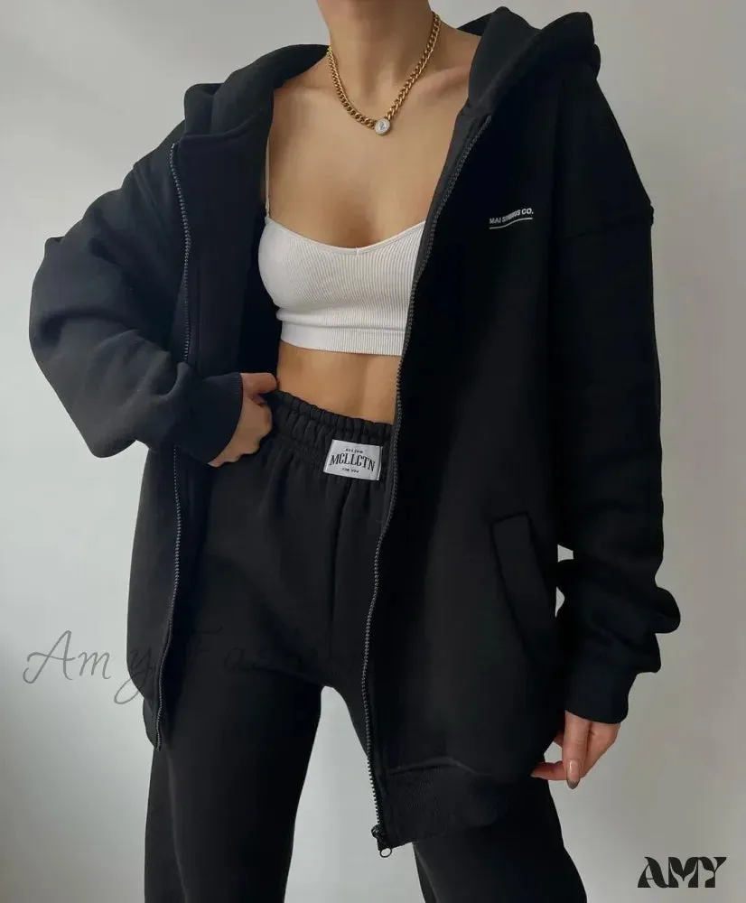 Solid Color Autumn Sportswear Hooded Oversized Pullover Hoodie