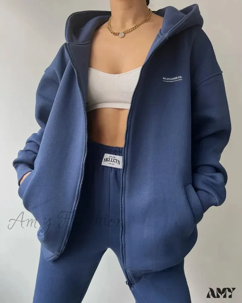 Solid Color Autumn Sportswear Hooded Oversized Pullover Hoodie