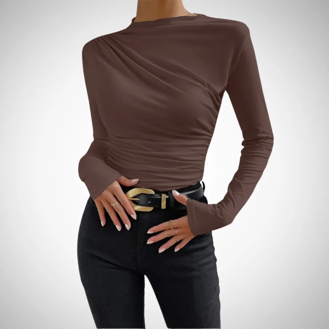 Stella Asymmetric Collar Draped Shirt