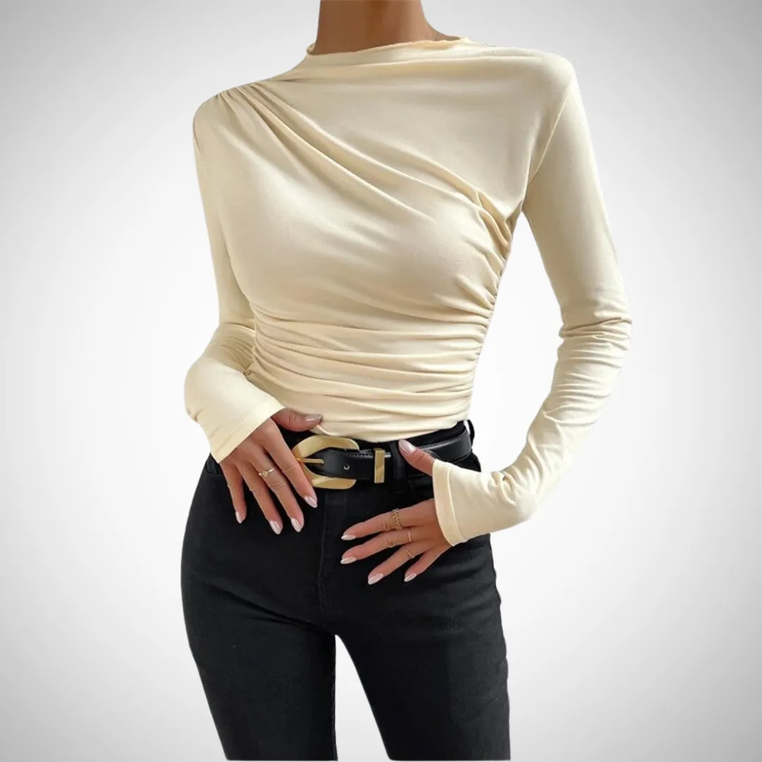 Stella Asymmetric Collar Draped Shirt