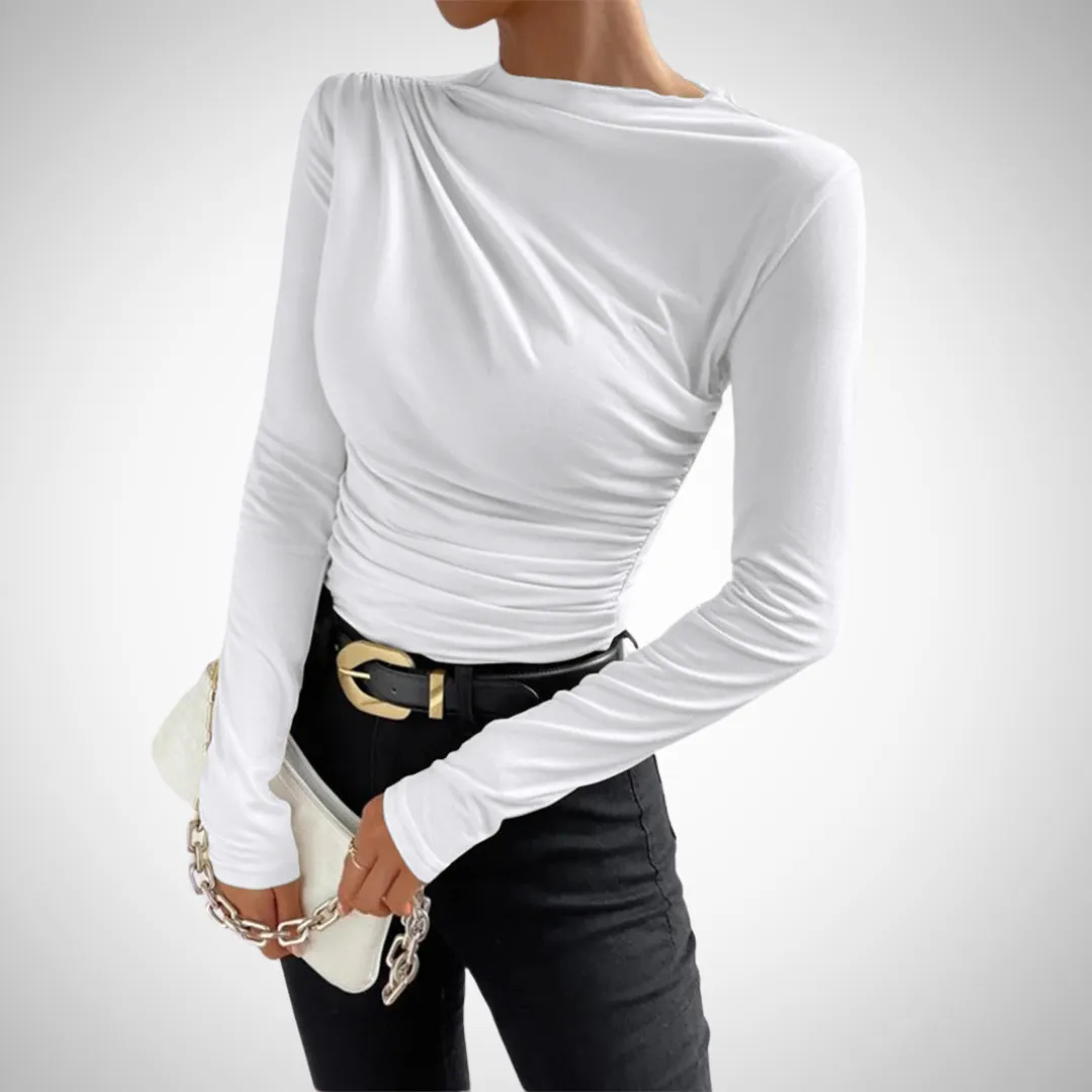 Stella Asymmetric Collar Draped Shirt
