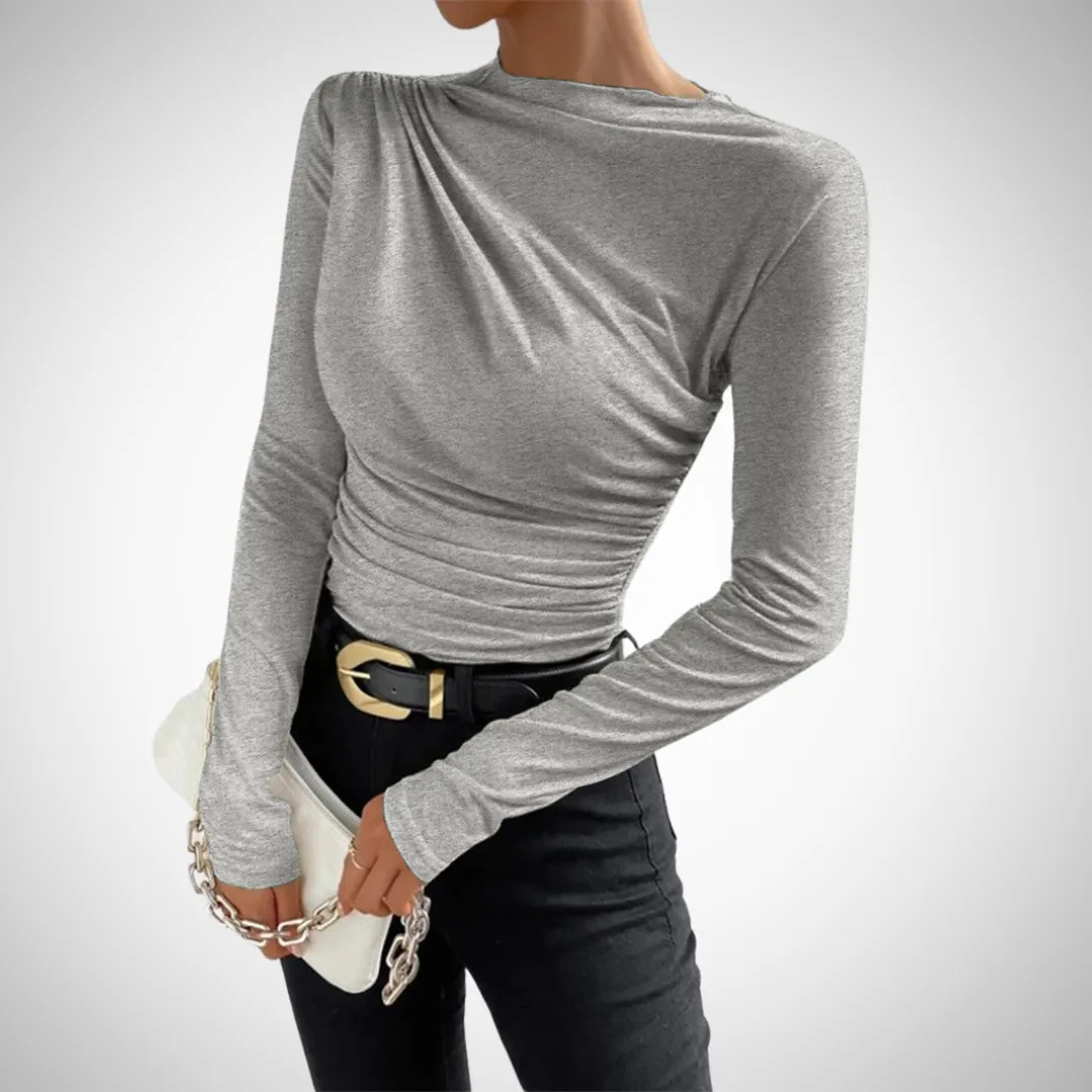 Stella Asymmetric Collar Draped Shirt