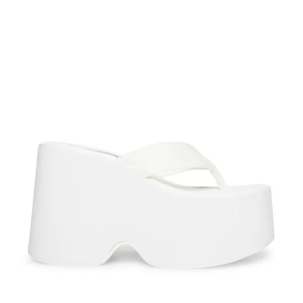 Steve Madden Gwen White Slip On Open Toe Lightweight Platform Heeled Sandals