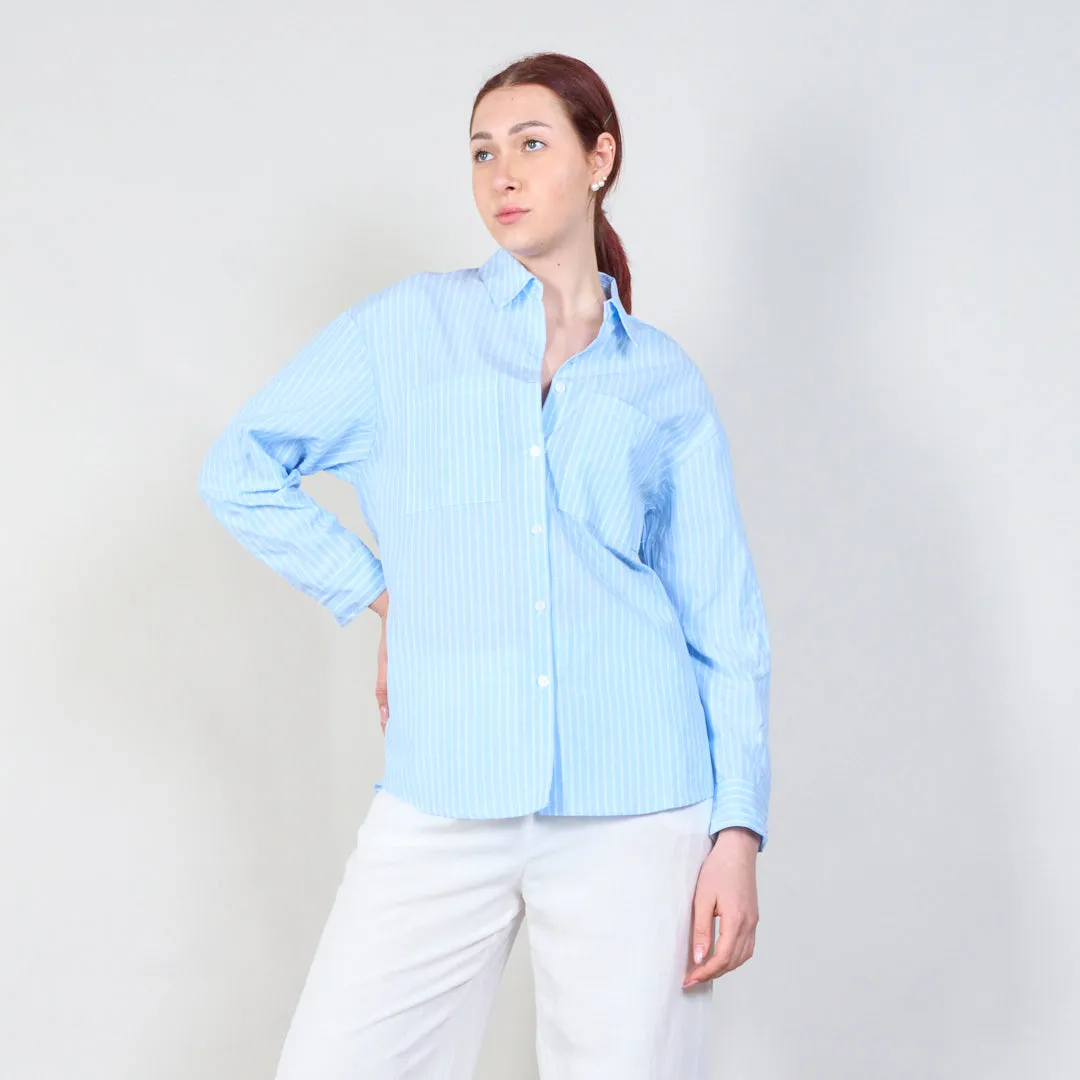 Striped relaxed fit shirt with double pockets wholesale