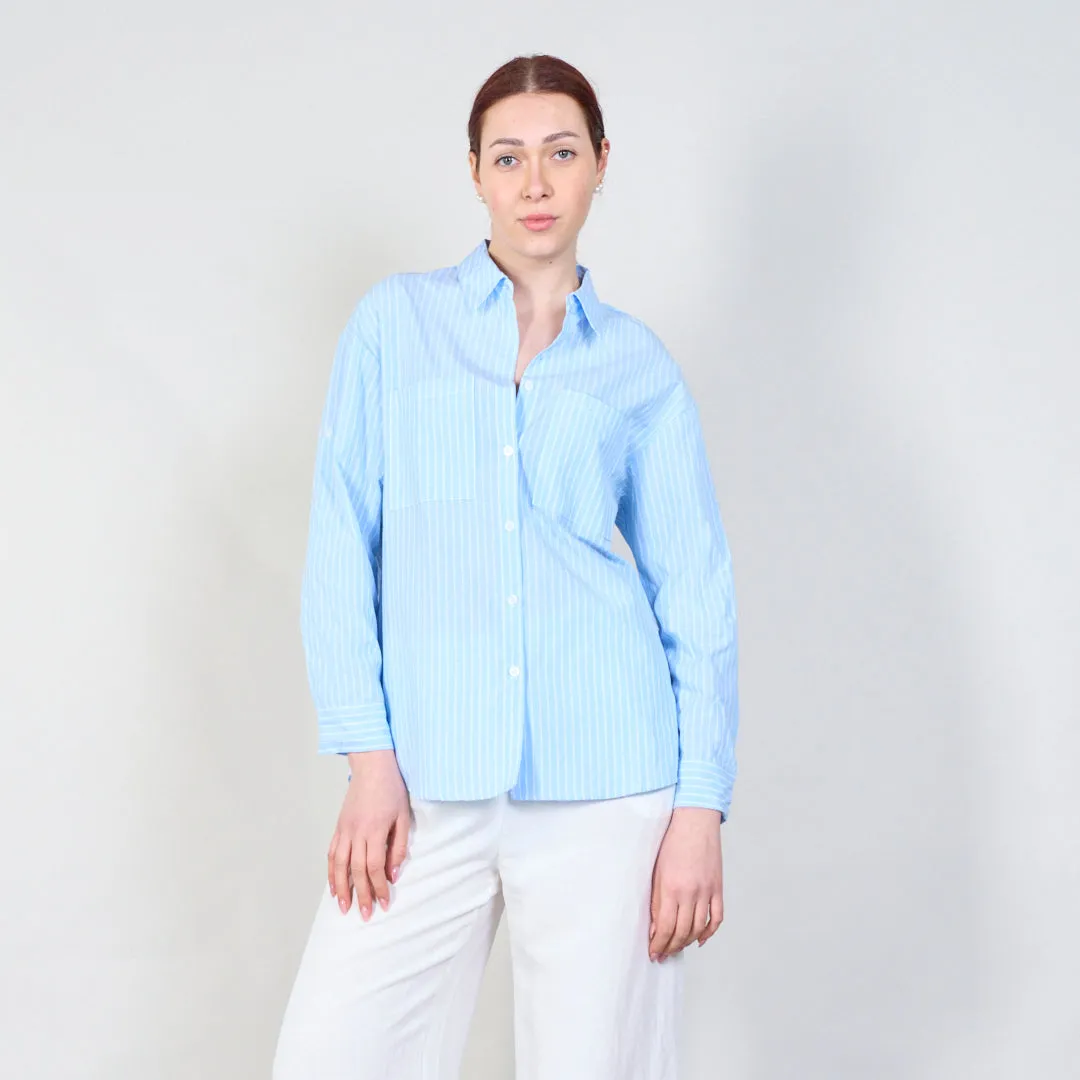 Striped relaxed fit shirt with double pockets wholesale