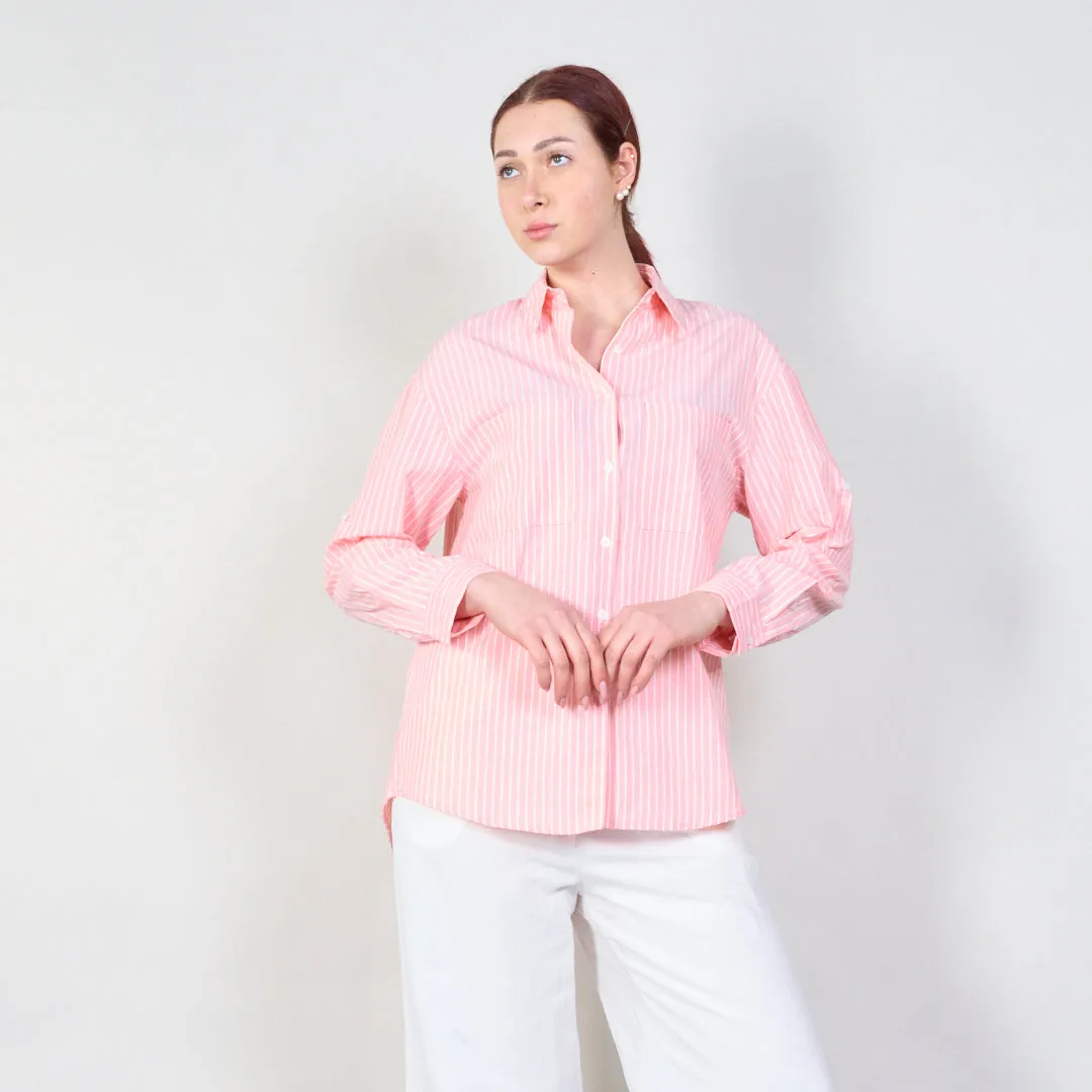 Striped relaxed fit shirt with double pockets wholesale