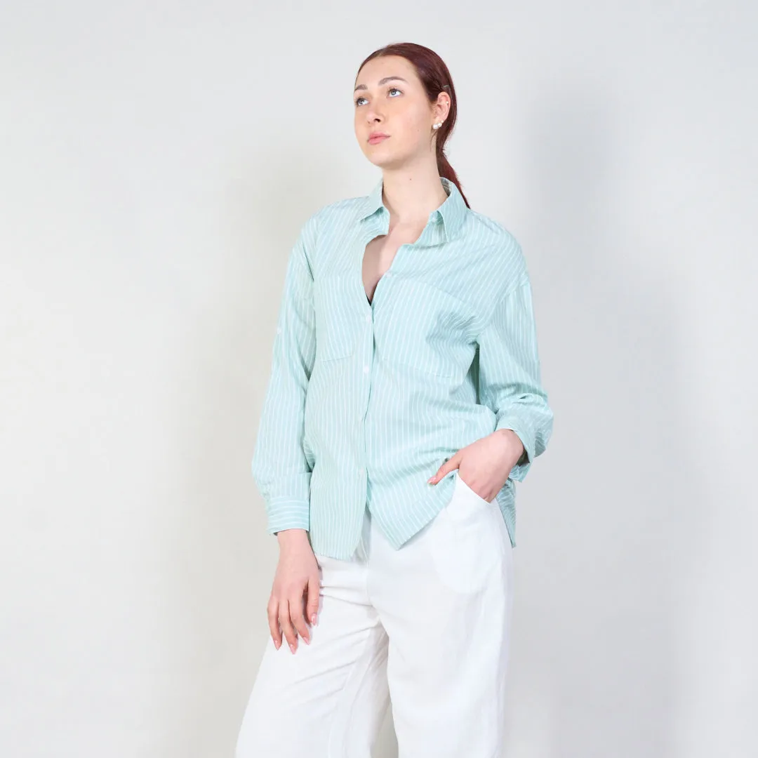 Striped relaxed fit shirt with double pockets wholesale
