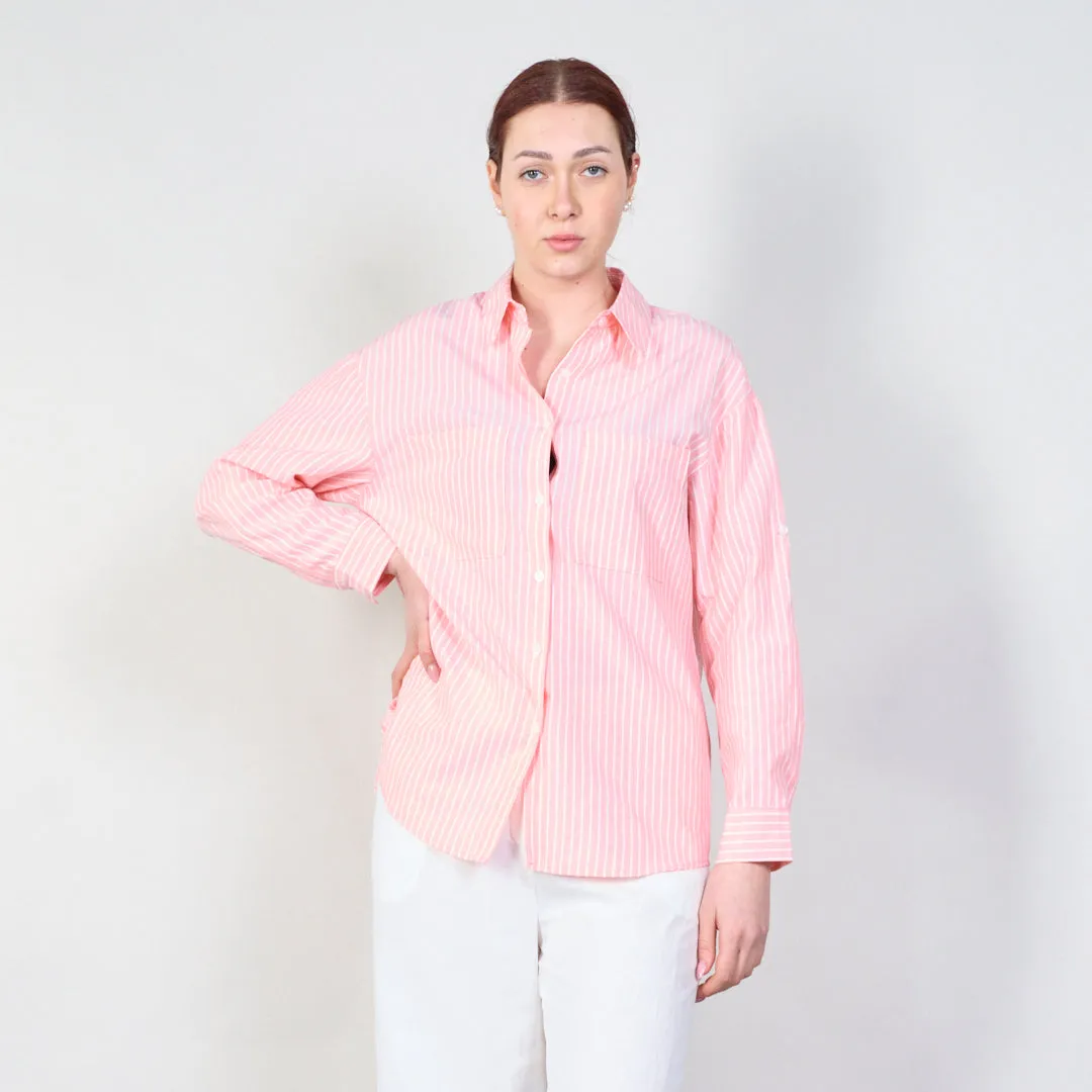 Striped relaxed fit shirt with double pockets wholesale