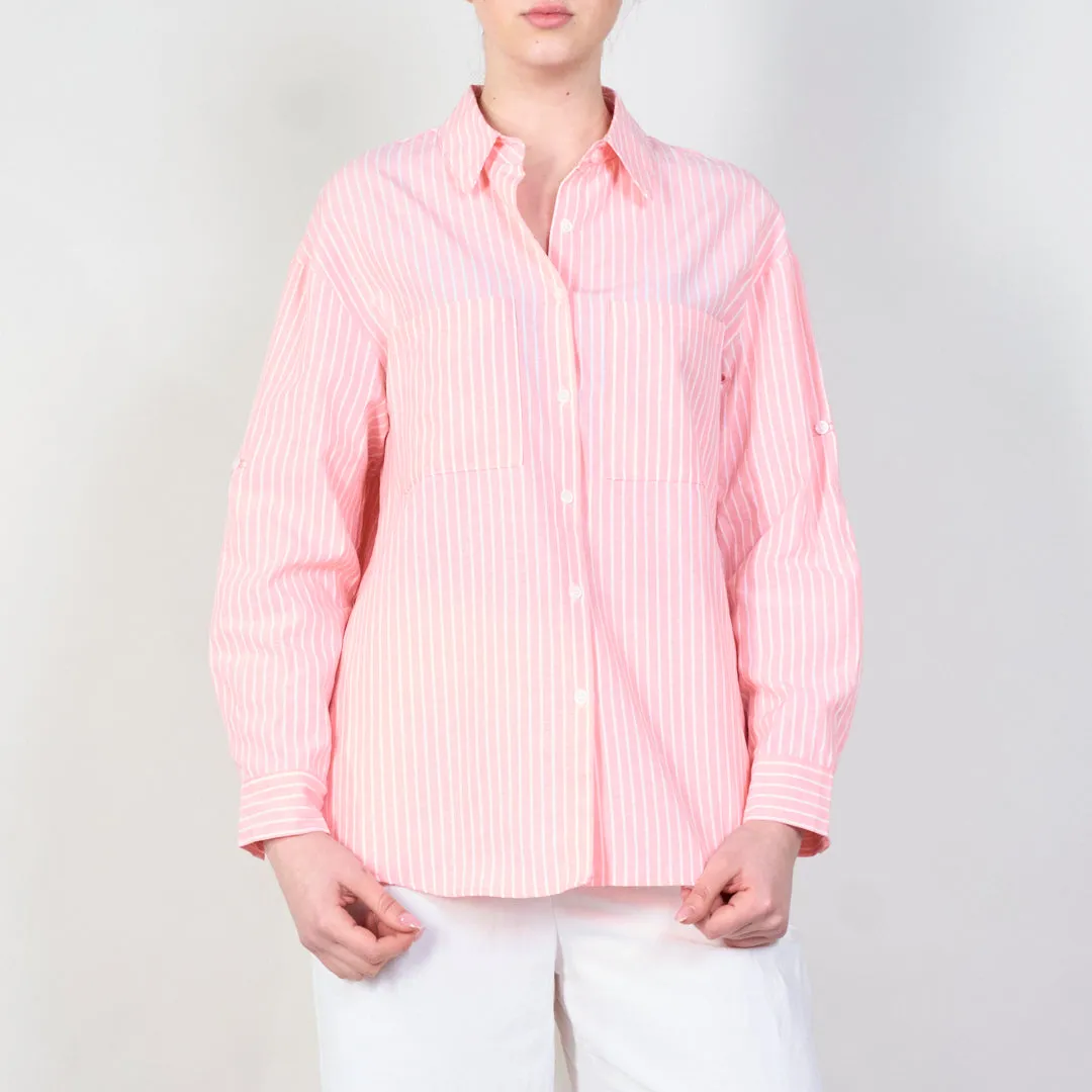 Striped relaxed fit shirt with double pockets wholesale