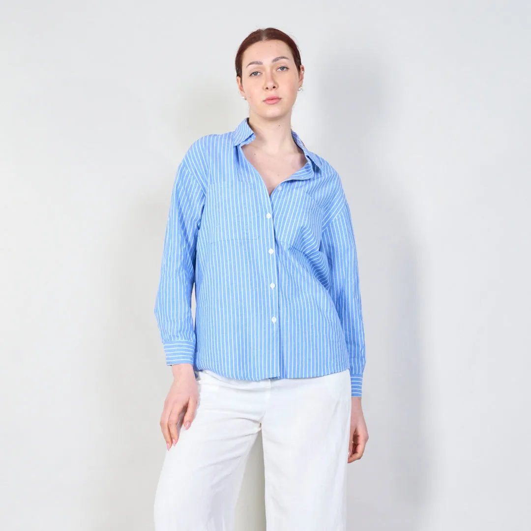 Striped relaxed fit shirt with double pockets wholesale