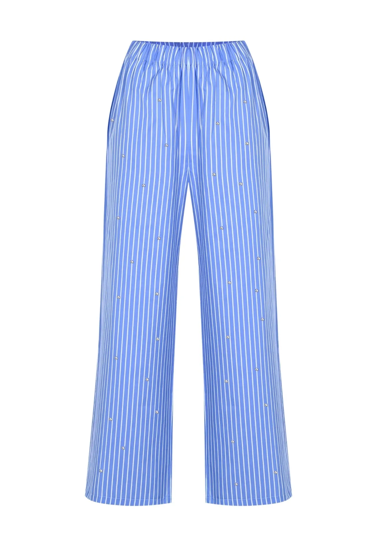 Striped Relaxed Pants with Embellishments