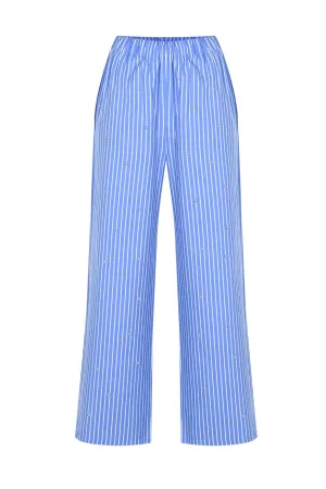 Striped Relaxed Pants with Embellishments