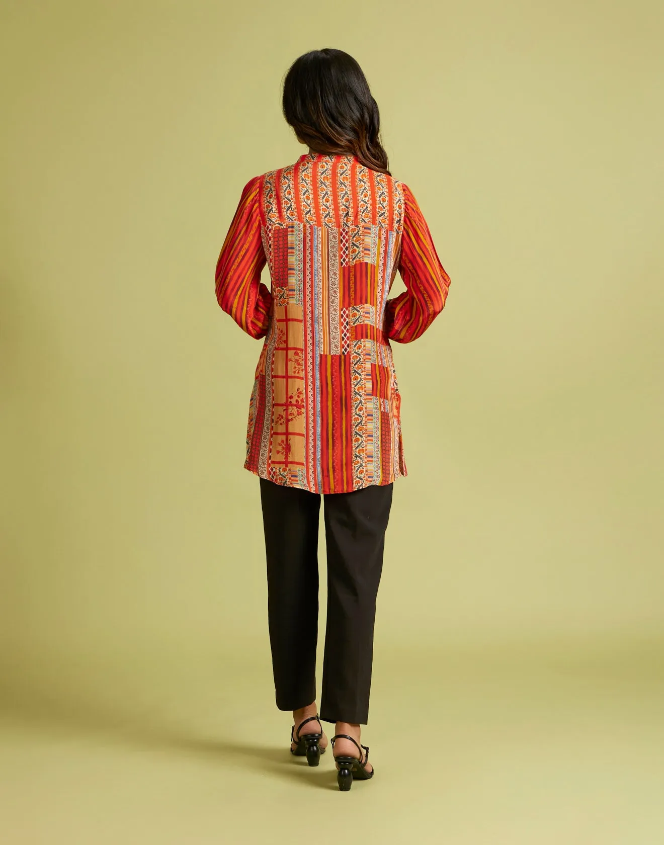 Summery Multi Hues Printed Crepe Tunic Top
