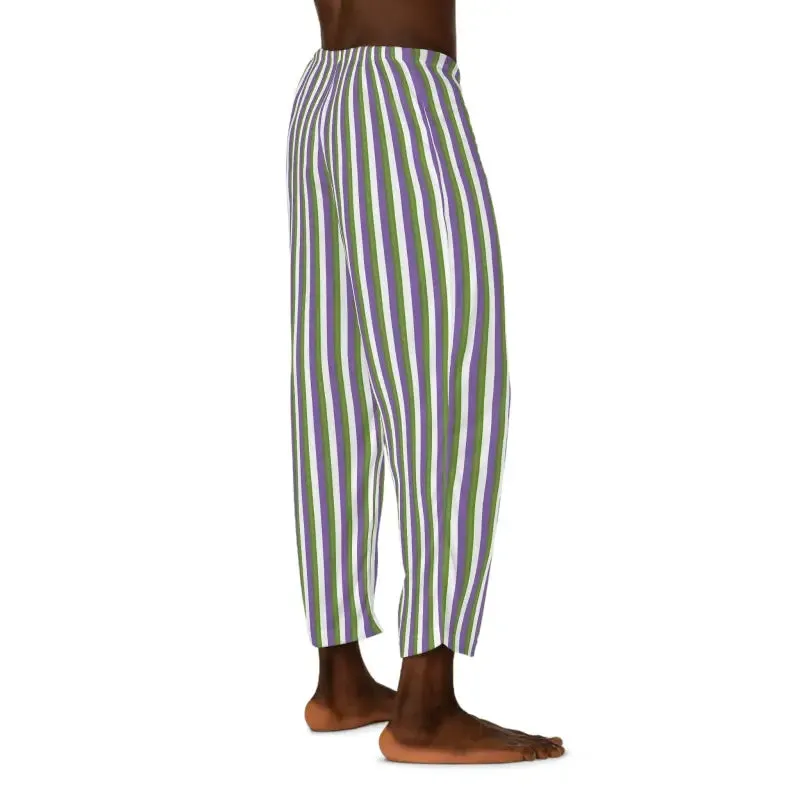 Trendy Purple Stripes Mens Pajama Pants