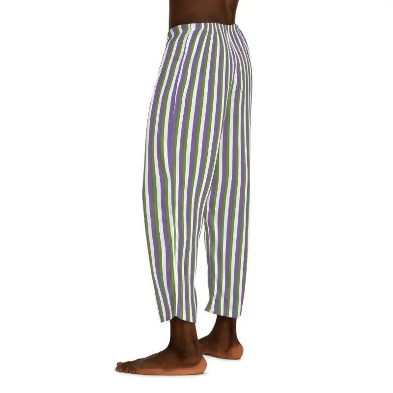 Trendy Purple Stripes Mens Pajama Pants