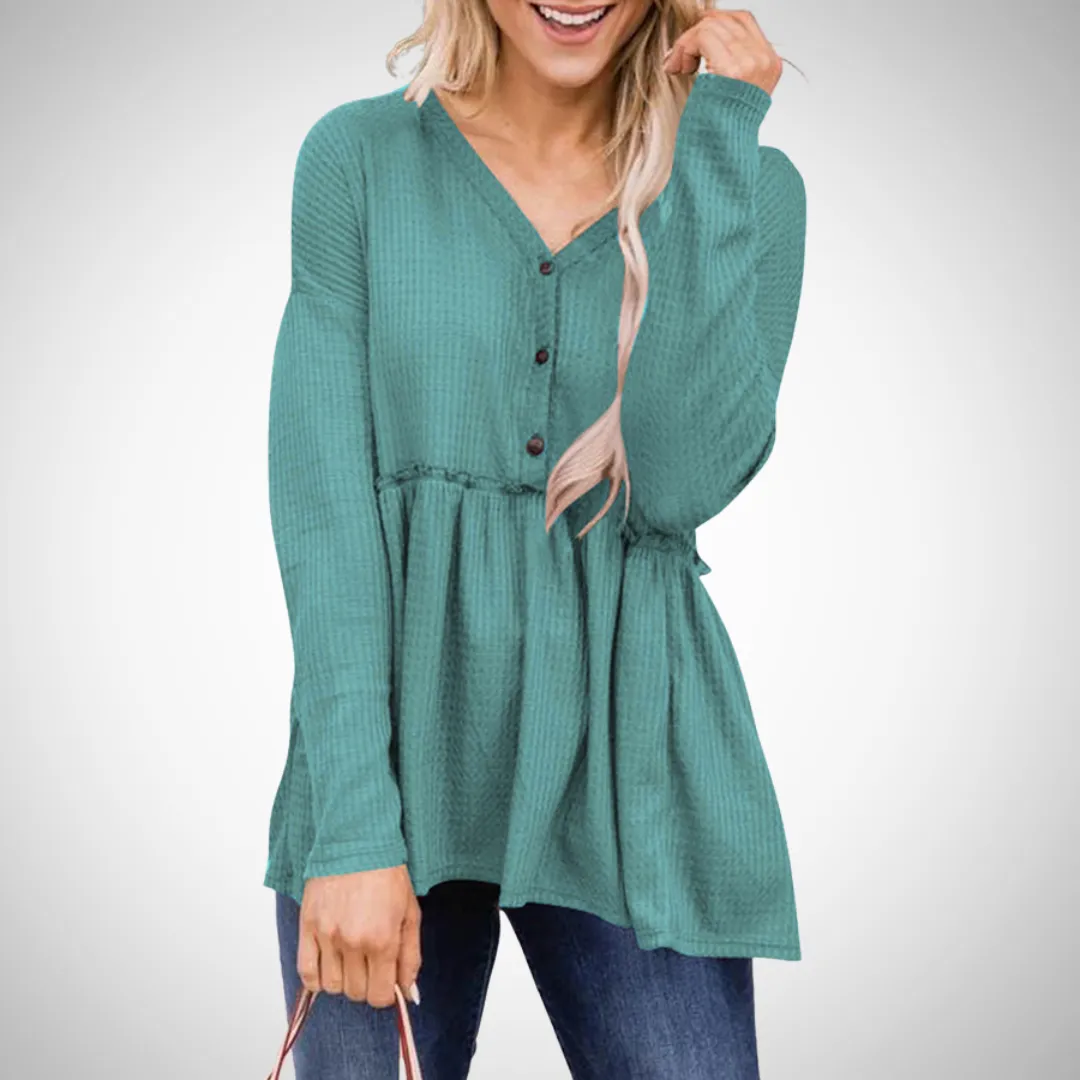Vanessa Long-Sleeve V-Neck Top