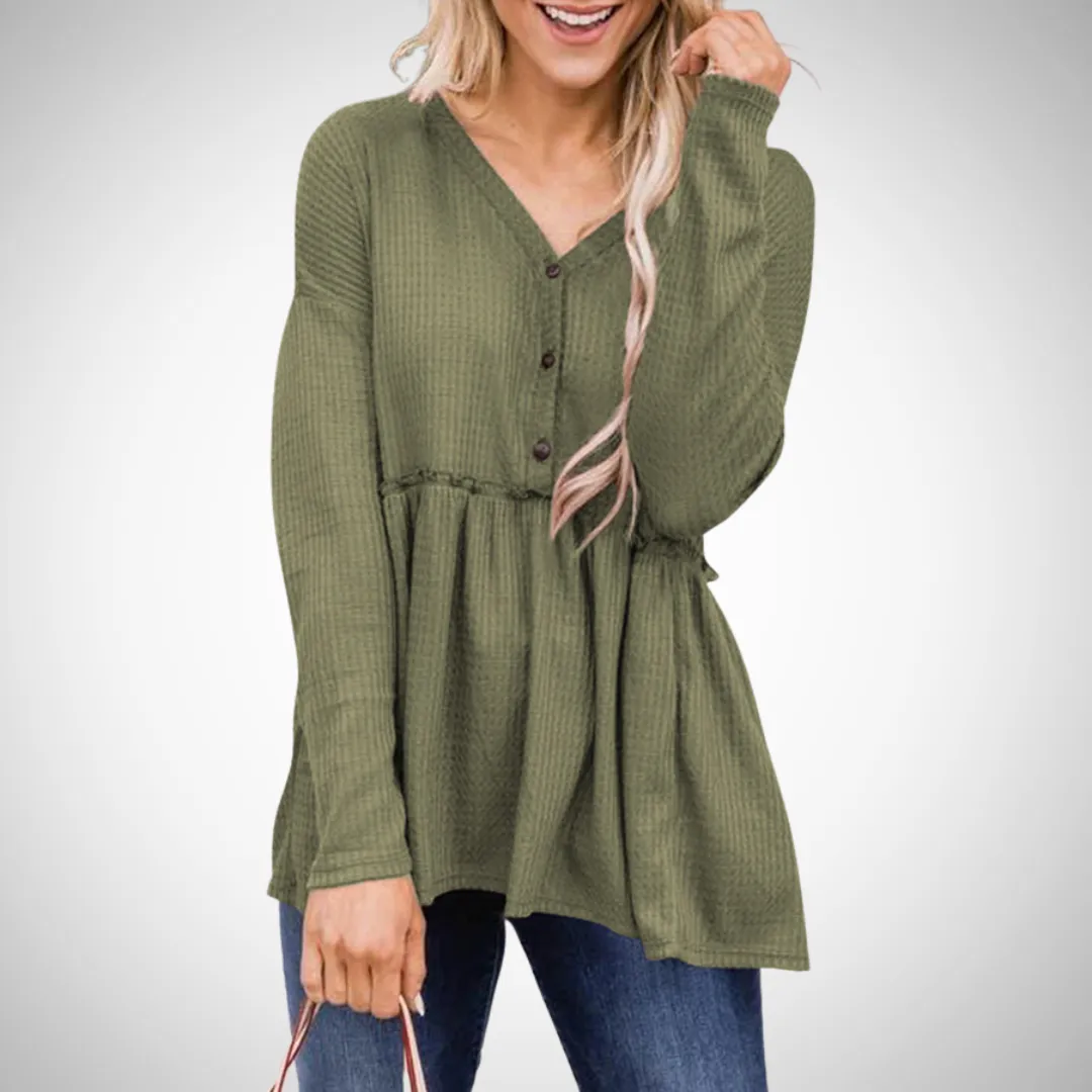 Vanessa Long-Sleeve V-Neck Top