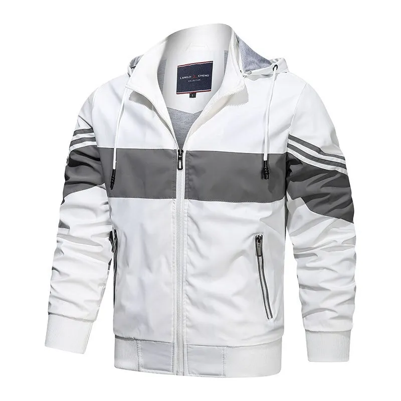 West Louis Spring Patchwork Hooded Bomber Jacket