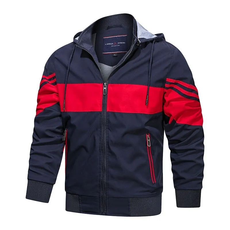 West Louis Spring Patchwork Hooded Bomber Jacket