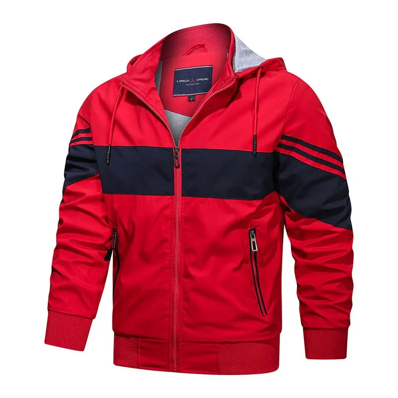 West Louis Spring Patchwork Hooded Bomber Jacket