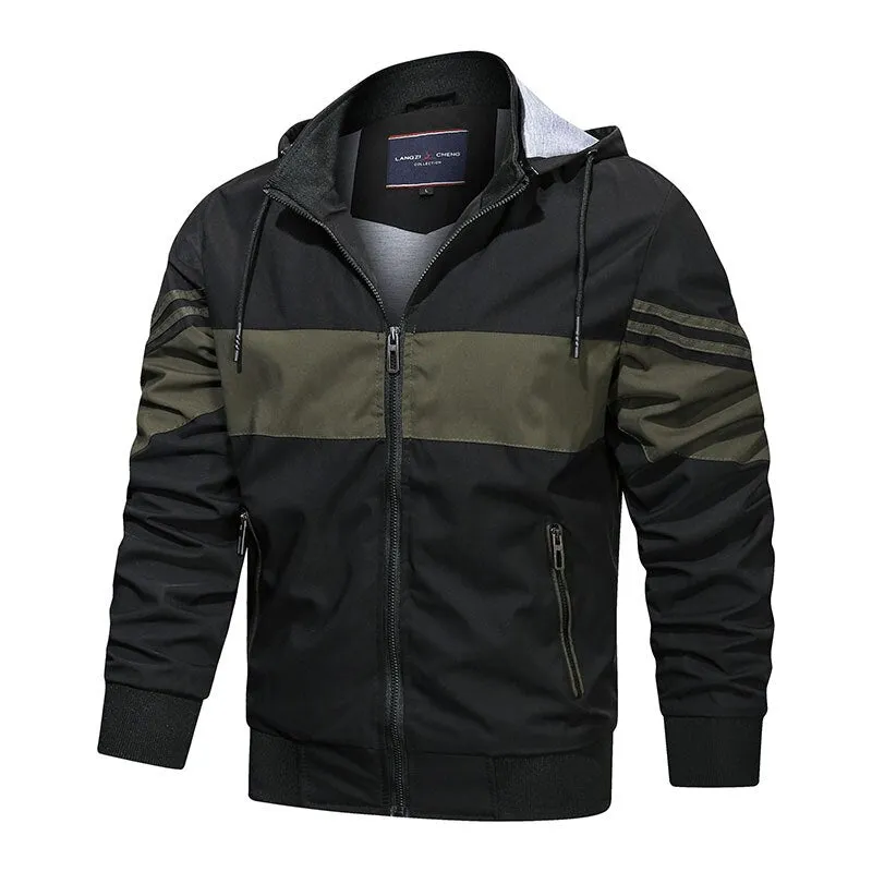 West Louis Spring Patchwork Hooded Bomber Jacket