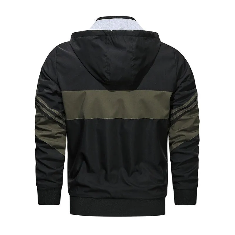 West Louis Spring Patchwork Hooded Bomber Jacket