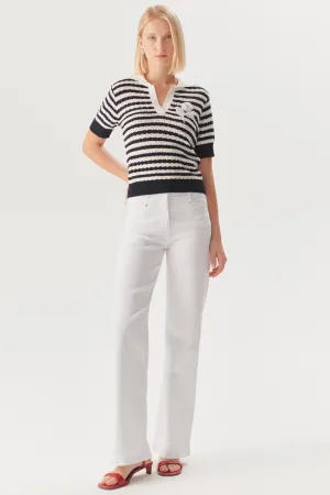 White High-Waisted White Flare Jeans