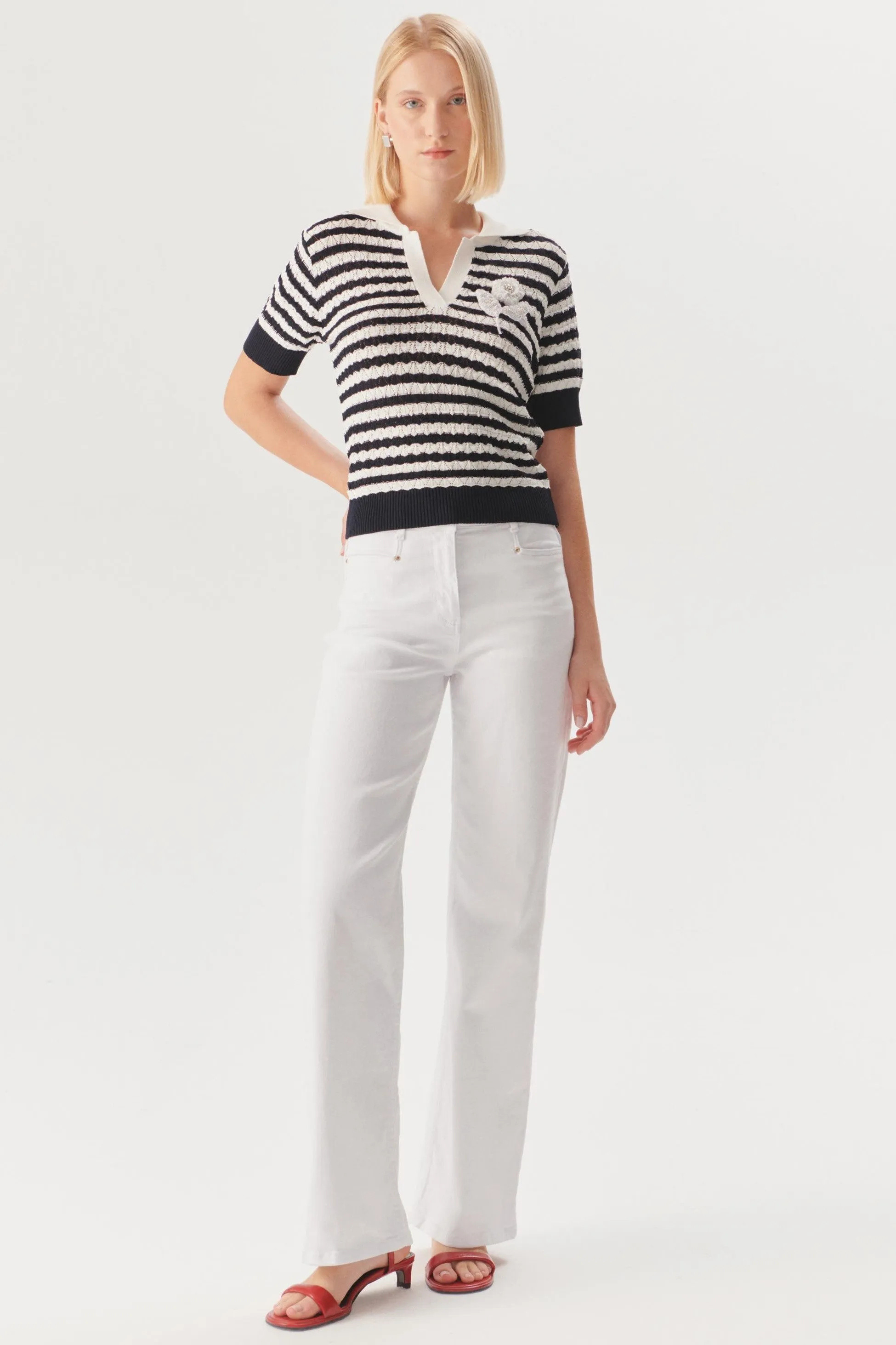 White High-Waisted White Flare Jeans