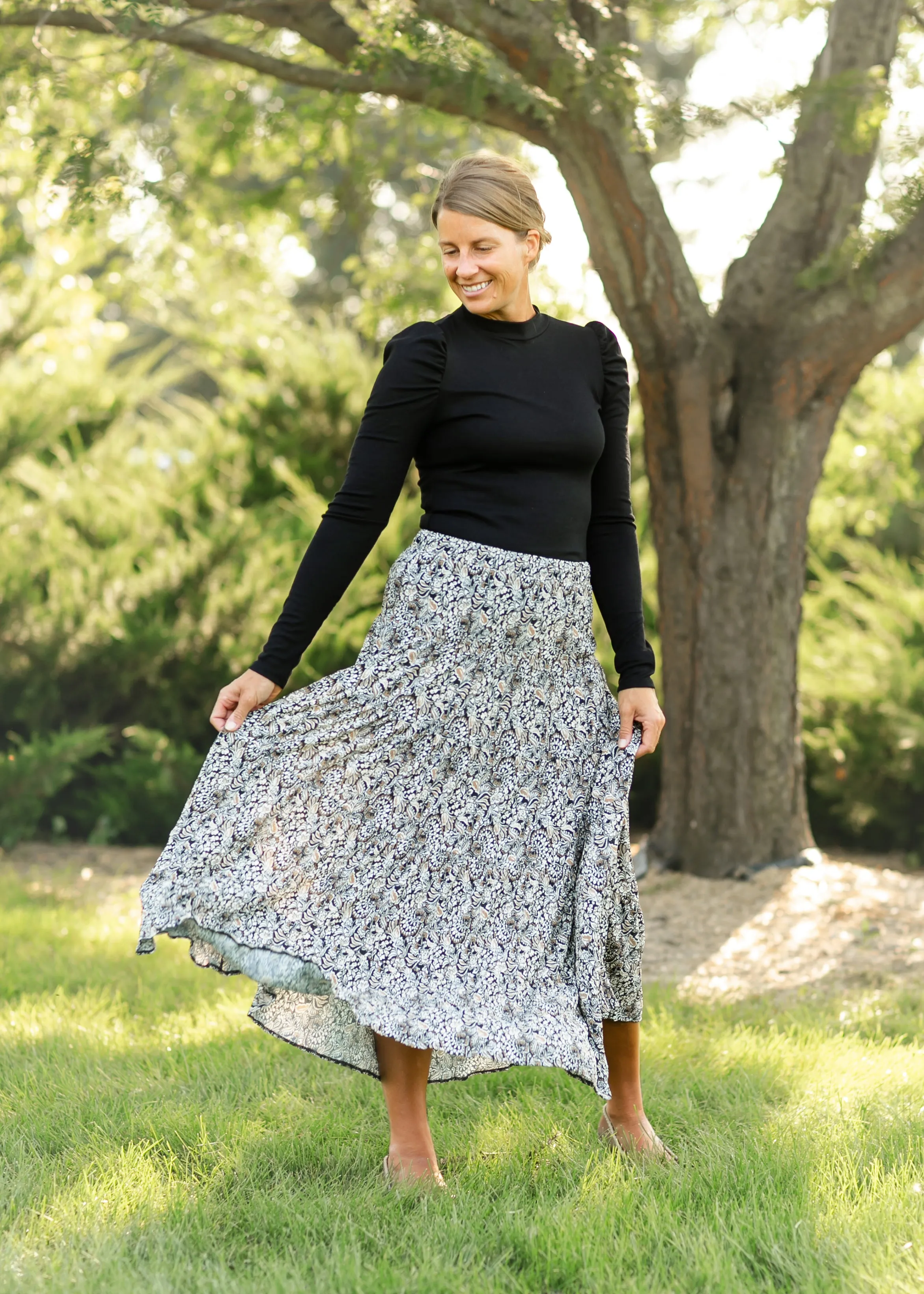 Zendaya Reva Block Tiered Maxi Skirt - FINAL SALE