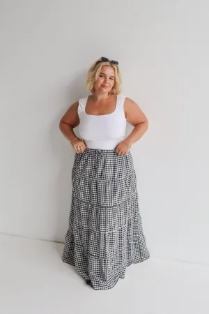 ZYLA MAXI SKIRT B&W GINGHAM